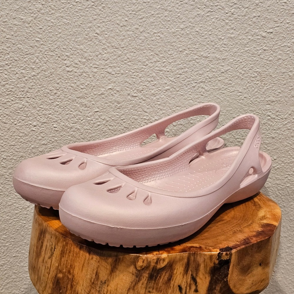 Crocs Malindi Slingback Flat Shoes Womens 11 Pink Ballet Comfort Non-Slip Summer